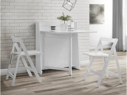 Julian Bowen Helsinki White Foldaway Dining Table and 2 Chair Set Julian Bowen Helsinki White Foldaway Dining Table and 2 Chair Set