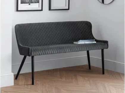 Julian Bowen Luxe 143cm Grey Velvet Dining Bench Julian Bowen Luxe 143cm Grey Velvet Dining Bench