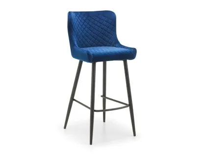 Julian Bowen Luxe Blue Velvet Bar Stool Julian Bowen Luxe Blue Velvet Bar Stool
