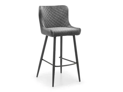 Julian Bowen Luxe Grey Velvet Bar Stool Julian Bowen Luxe Grey Velvet Bar Stool