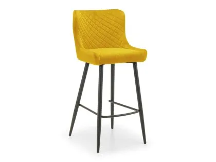 Julian Bowen Luxe Mustard Velvet Bar Stool Julian Bowen Luxe Mustard Velvet Bar Stool