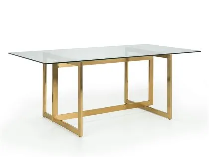Julian Bowen Minori 200cm Glass and Gold Dining Table Julian Bowen Minori 200cm Glass and Gold Dining Table