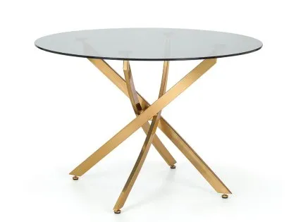 Julian Bowen Montero 100cm Glass and Gold Dining Table Julian Bowen Montero 100cm Glass and Gold Dining Table