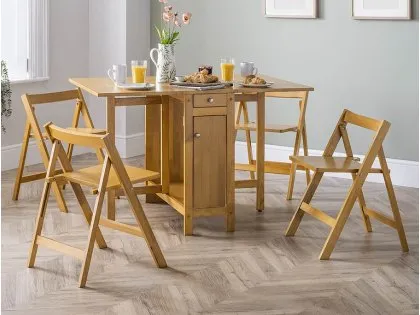 Julian Bowen Savoy Oak Foldaway Dining Table and 4 Chair Set Julian Bowen Savoy Oak Foldaway Dining Table and 4 Chair Set