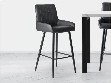 Julian Bowen Soho Black Faux Leather Bar Stool Julian Bowen Soho Black Faux Leather Bar Stool