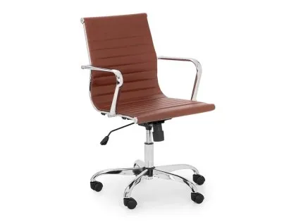 Julian Bowen Gio Brown Faux Leather and Chrome Office Chair Julian Bowen Gio Brown Faux Leather and Chrome Office Chair