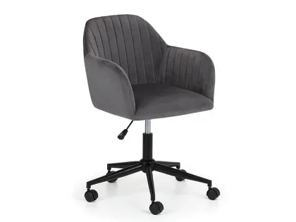 Julian Bowen Kahlo Grey Velvet and Black Office Chair Julian Bowen Kahlo Grey Velvet and Black Office Chair