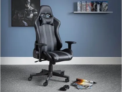 Julian Bowen Meteor Black and Grey Faux Leather Gaming Chair Julian Bowen Meteor Black and Grey Faux Leather Gaming Chair
