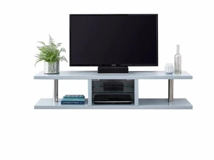 GFW Polar Grey High Gloss Wall Mounted TV Cabinet with LED Lighting