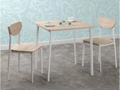 Seconique Riley White and Oak Dining Table and 2 Chair Set Seconique Riley White and Oak Dining Table and 2 Chair Set