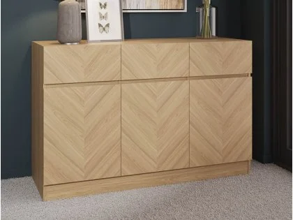 GFW Catania Euro Oak 3 Door 3 Drawer Sideboard