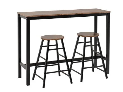 Seconique Athens Acacia and Black 2 Seat Bar Set