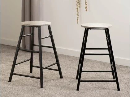 Seconique Athens Concrete Effect and Black 2 Seat Bar Set