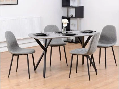 Seconique Athens Concrete Effect Dining Table and 4 Chair Set Seconique Athens Concrete Effect Dining Table and 4 Chair Set