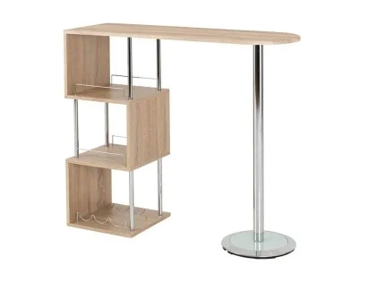 Seconique Charisma 120cm Sonoma Oak and Chrome Bar Table Seconique Charisma 120cm Sonoma Oak and Chrome Bar Table