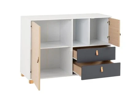 Seconique Brooklyn Grey and Oak 2 Door 2 Drawer Storage Unit