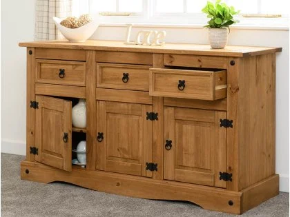 Seconique Corona Pine 3 Door 3 Drawer Sideboard