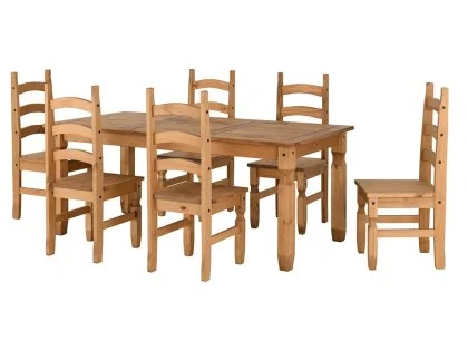 Seconique Corona Pine 182cm Dining Table and 6 Chair Set