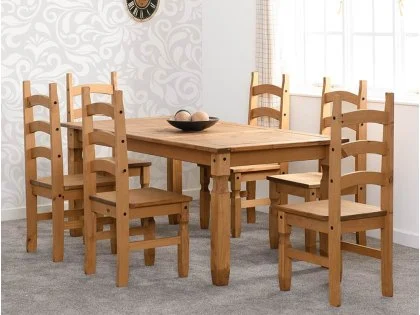 Seconique Corona Pine 182cm Dining Table and 6 Chair Set Seconique Corona Pine 182cm Dining Table and 6 Chair Set