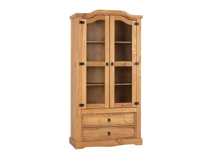 Seconique Corona Pine and Glass 2 Door 2 Drawer Display Cabinet Seconique Corona Pine and Glass 2 Door 2 Drawer Display Cabinet