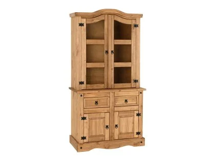 Seconique Corona Pine and Glass 4 Door 2 Drawer Buffet Hutch Seconique Corona Pine and Glass 4 Door 2 Drawer Buffet Hutch