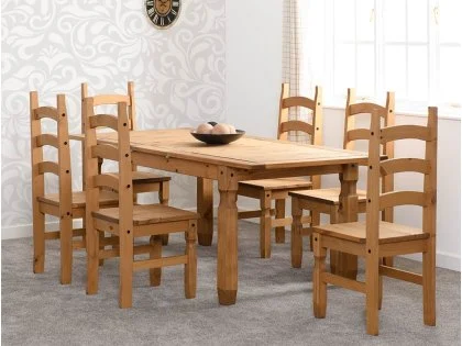 Seconique Corona Pine Extending Dining Table and 6 Chair Set Seconique Corona Pine Extending Dining Table and 6 Chair Set