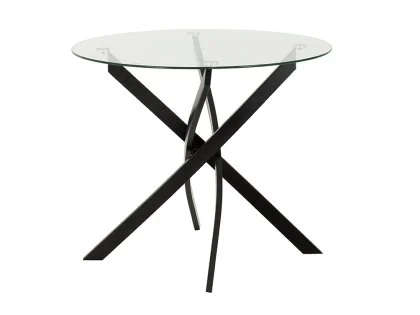 Seconique Sheldon 90cm Glass and Black Dining Table Seconique Sheldon 90cm Glass and Black Dining Table