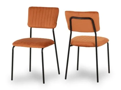 Seconique Sheldon Set of 4 Burnt Orange Velvet Dining Chairs Seconique Sheldon Set of 4 Burnt Orange Velvet Dining Chairs