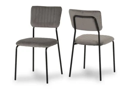 Seconique Sheldon Set of 4 Grey Velvet Dining Chairs Seconique Sheldon Set of 4 Grey Velvet Dining Chairs