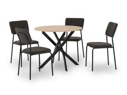 Seconique Sheldon Sonoma Oak Dining Table and 4 Grey Boucle Fabric Chairs