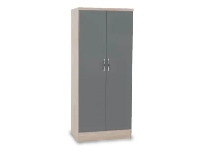 Seconique Nevada Grey Gloss and Oak 2 Door Double Wardrobe Seconique Nevada Grey Gloss and Oak 2 Door Double Wardrobe