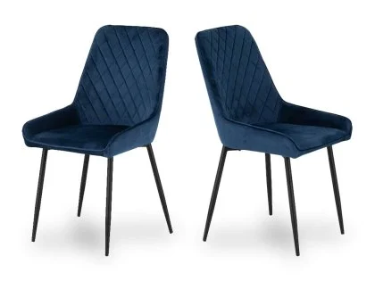 Seconique Avery Set of 2 Blue Velvet Dining Chairs Seconique Avery Set of 2 Blue Velvet Dining Chairs