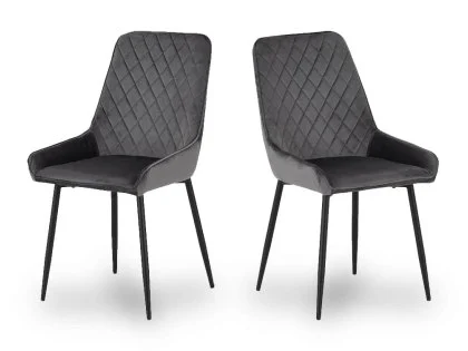 Seconique Avery Set of 2 Grey Velvet Dining Chairs Seconique Avery Set of 2 Grey Velvet Dining Chairs