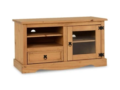 Seconique Corona Pine and Glass 1 Door 1 Drawer TV Cabinet Seconique Corona Pine and Glass 1 Door 1 Drawer TV Cabinet