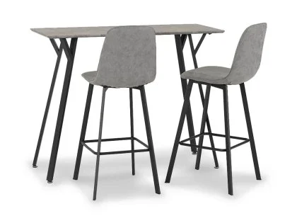 Seconique Quebec Concrete Effect Bar Table and 2 Chair Set