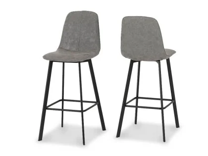 Seconique Quebec Set of 2 Grey Faux Leather Bar Stools Seconique Quebec Set of 2 Grey Faux Leather Bar Stools