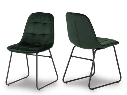 Seconique Lukas Set of 2 Green Velvet Dining Chairs Seconique Lukas Set of 2 Green Velvet Dining Chairs