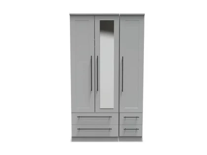 Welcome Beverley 3 Door 4 Drawer Tall Mirrored Triple Wardrobe (Assembled)