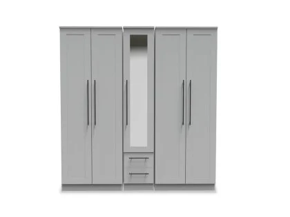 Welcome Beverley 5 Door 2 Drawer Tall Mirrored Wardrobe (Assembled)