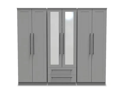 Welcome Beverley 6 Door 2 Drawer Tall Mirrored Wardrobe (Assembled)