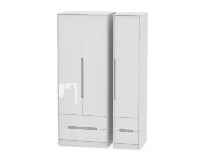 Welcome Monaco Gloss 3 Door 4 Drawer Tall Triple Wardrobe (Assembled)