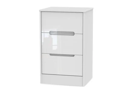 Welcome Monaco Gloss 3 Drawer Bedside Table (Assembled)