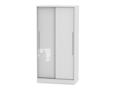 Welcome Monaco Gloss Sliding Door Double Wardrobe (Part Assembled)