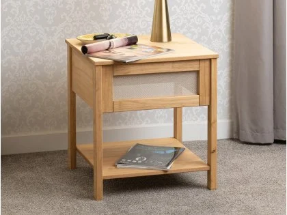 Seconique Corona Rattan and Pine Lamp Table Seconique Corona Rattan and Pine Lamp Table