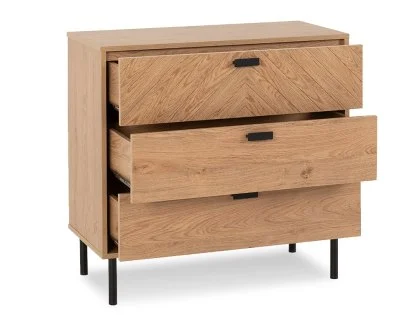 Seconique Leon Oak 3 Drawer Chest of Drawers