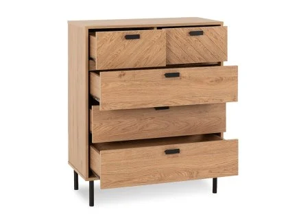 Seconique Leon Oak 3+2 Drawer Chest of Drawers