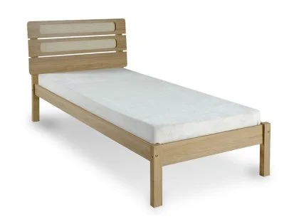 Seconique Santana 3ft Single Rattan and Light Oak Wooden Bedframe