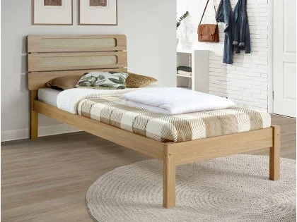 Seconique Santana Rattan and Light Oak Wooden Bedframe Seconique Santana Rattan and Light Oak Wooden Bedframe
