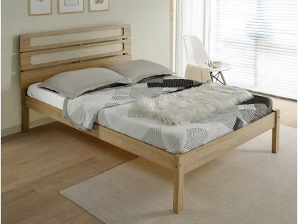 Seconique Santana Rattan and Light Oak Wooden Bedframe Seconique Santana Rattan and Light Oak Wooden Bedframe