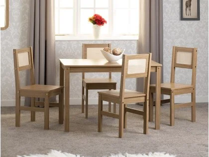 Seconique Santana Rattan and Light Oak Dining Table and 4 Chairs Seconique Santana Rattan and Light Oak Dining Table and 4 Chairs